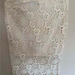 Cynthia Rowley Cream Lace Detail Long Skirt with Short Underskirt